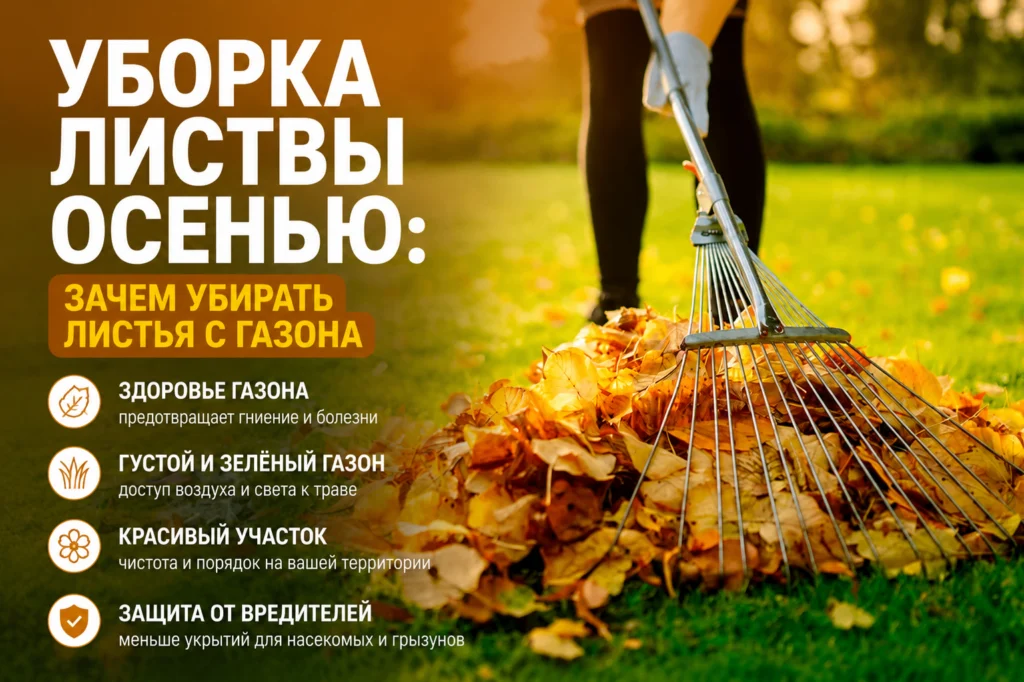 Уборка листьев в саду